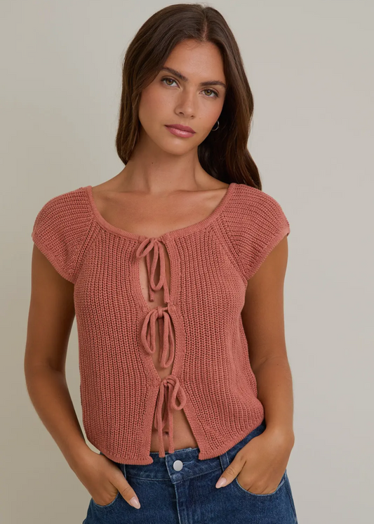 Front Tie Top - Dusty Peach