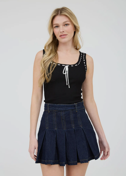Front Tie Tank - Black
