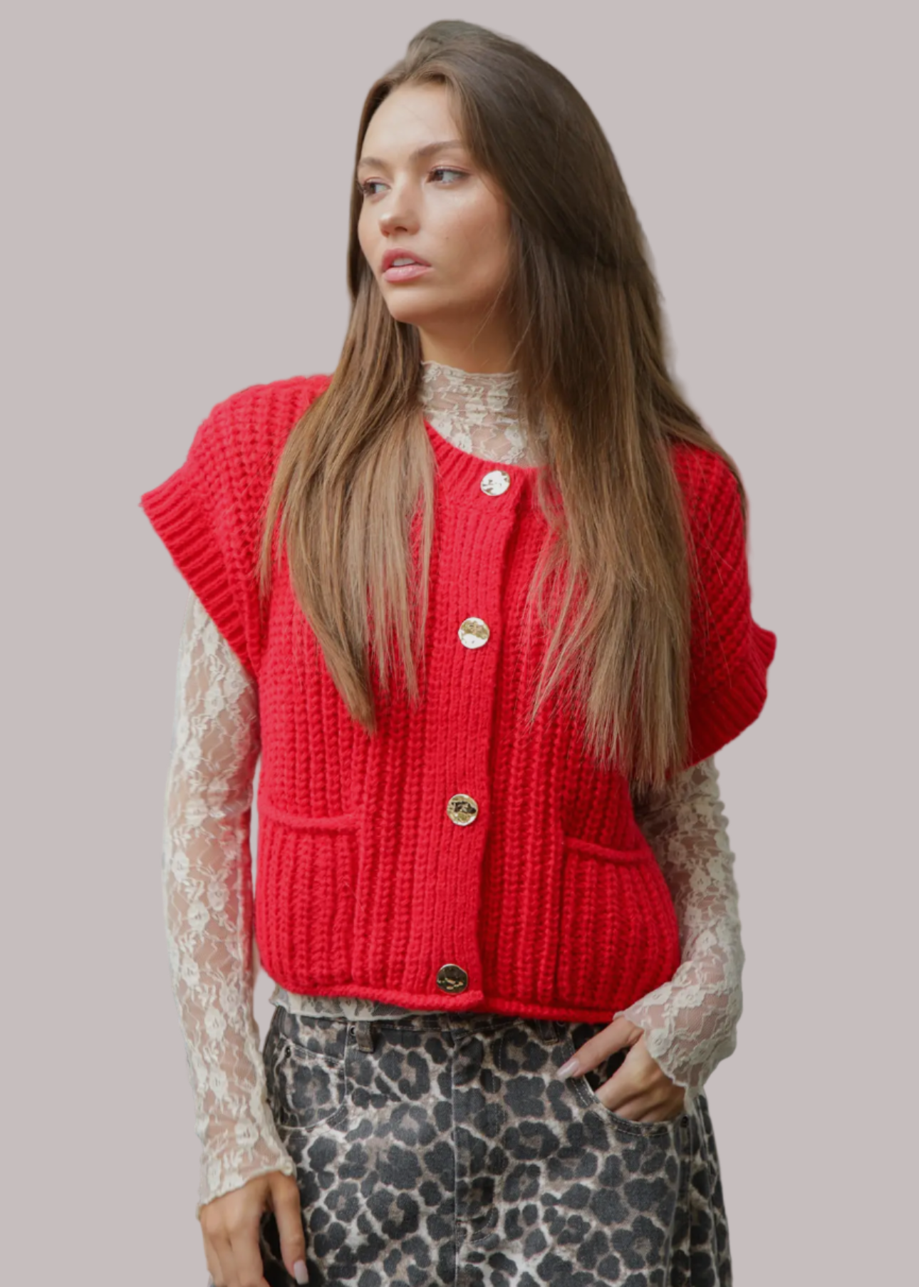 Sweater Vest - Red
