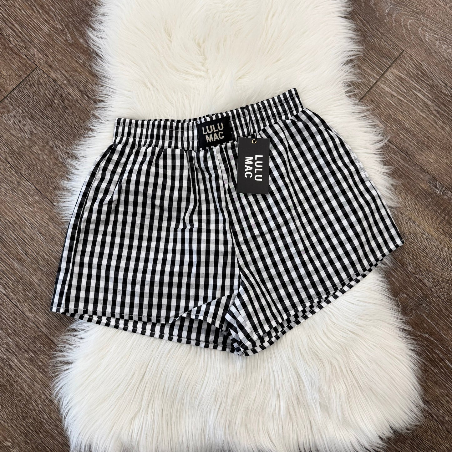 Black Gingham Lulu Mac Shorts